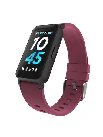 Walmart iTech Active 3 Unisex Adult Smartwatch Fitness Tracker, Merlot, Silicone Strap offer