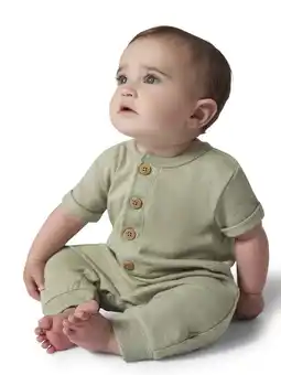 Walmart Modern Moments by Gerber Gender Neutral Short Sleeve Henley Romper, Sizes 0/3 Months - 24 Months offer
