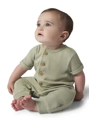 Walmart Modern Moments by Gerber Gender Neutral Short Sleeve Henley Romper, Sizes 0/3 Months - 24 Months offer