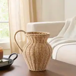 Walmart Better Homes & Gardens 9 Faux Wood Rattan Pitcher Vase offer