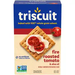 Walmart Triscuit Fire Roasted Tomato & Olive Oil Whole Grain Wheat Crackers, Snack Crackers, 8.5 oz offer
