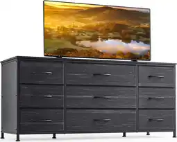 Walmart Wide Dresser TV Stand with 9 Drawers Dresser for Bedroom Chests of Drawers for Living Room, Black offer