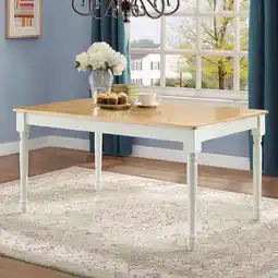 Walmart Better Homes and Gardens Autumn Lane Farmhouse Dining Table, White and Natural (Table only) offer