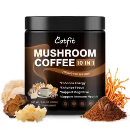 Walmart Mushroom Coffee Powder 2750 mg, 10-in-1 Mushroom Supplement 160g (5.64 oz), By Catfit offer