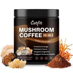 Walmart Mushroom Coffee Powder 2750 mg, 10-in-1 Mushroom Supplement 160g (5.64 oz), By Catfit offer