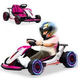 Walmart 24V Go Kart Ride on Toys Electric Go Kart for Boys Girls Age 6-12 Years Old, Rose Pink offer