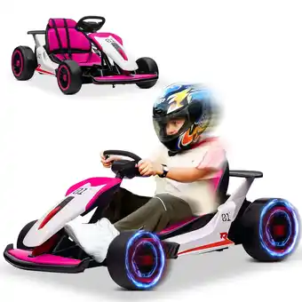 Walmart 24V Go Kart Ride on Toys Electric Go Kart for Boys Girls Age 6-12 Years Old, Rose Pink offer