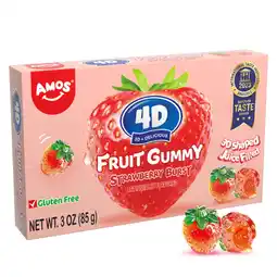 Walmart AMOS 4D Fruit Gummy Strawberry Burst, Real Fruit Juice Filled, Fat-Free Gummy Candy 3 oz (1 Pack) offer