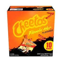 Walmart Cheetos Crunchy Cheese Flamin' Hot Flavored Snack Chips, 1 Ounce Bags, 10 Count offer