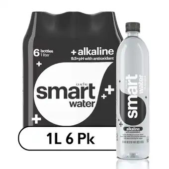 Walmart smartwater alkaline with antioxidant ionized electrolyte vapor-distilled water bottles, 1L, 6 pack offer