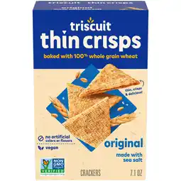 Walmart Triscuit Thin Crisps Original Whole Grain Wheat Crackers, Vegan Crackers, 7.1 oz offer