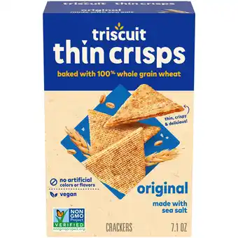 Walmart Triscuit Thin Crisps Original Whole Grain Wheat Crackers, Vegan Crackers, 7.1 oz offer