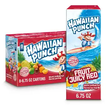 Walmart Hawaiian Punch Fruit Juicy Red Juice Drink, 6.75 fl oz, 8 Count Boxes offer