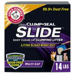 Walmart ARM & HAMMER Clump & Seal SLIDE Cat Litter, Easy Clean-up Multi-Cat Clumping Litter, 14 lbs offer
