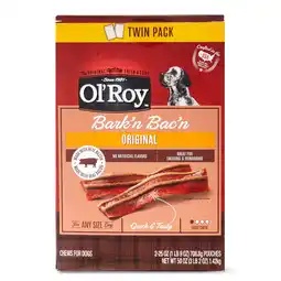 Walmart Ol'Roy Bark'n Bac'n Dog Treats with Real Bacon Chews, 25 oz Box (2 Count) offer