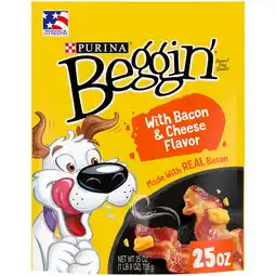 Walmart Purina Beggin' Strips Dog Treats with Real Bacon & Cheese Flavors Tender Chews, 25 oz Pouch offer