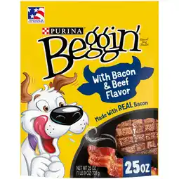 Walmart Purina Beggin' Strips Dog Treats with Real Bacon & Beef Flavors Tender Chews, 25 oz Pouch offer