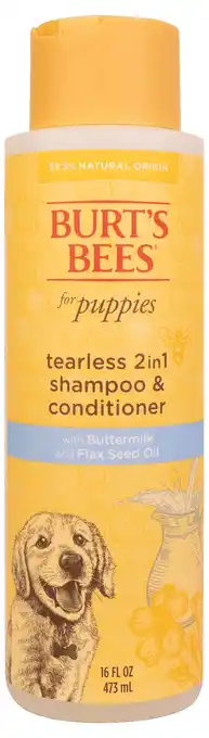 Walmart Burt's Bees Natural Pet Care Tearless 2 -1 Dog Puppy Shampoo Conditioner Buttermilk and Linseed Oil offer
