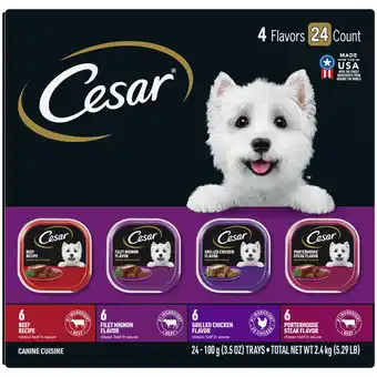 Walmart Cesar Classic Loaf In Sauce Wet Dog Food Variety Pack, 3.5 Oz Trays (24 Pack) offer