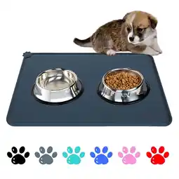 Walmart QiShi Silicone Waterproof Dog Cat Pet Food Mats Tray -FDA Grade Dog Pet Cat Feeding Mat-Gray offer
