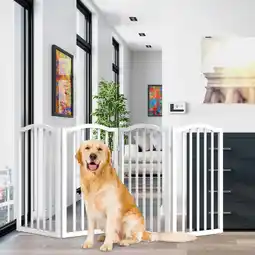 Walmart PETMAKER 4-Panel Indoor Foldable Pet Gate for Stairs or Doorways (White) offer