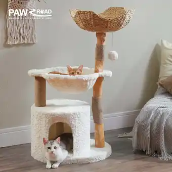 Walmart PAWZ Road Modern Cat Tree Natural Branch Cat Tower Luxury Furniture with Scratching Posts, White offer
