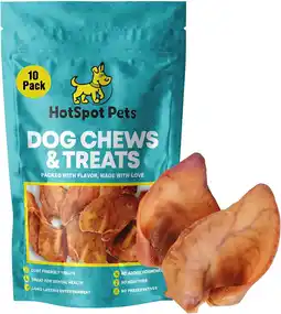 Walmart Hotspot Pets All Natural Pig Ears for Dog Treats (10 Pack) - Fully Digestible Single Ingredient offer