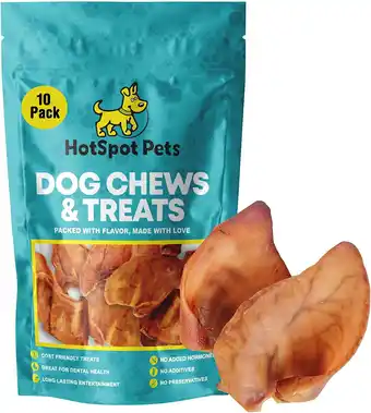 Walmart Hotspot Pets All Natural Pig Ears for Dog Treats (10 Pack) - Fully Digestible Single Ingredient offer