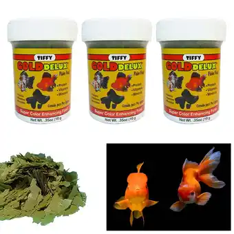 Walmart 3pk Gold Fish Flakes 0.35oz Balanced Diet Natural Color Enhancers Growth Health offer