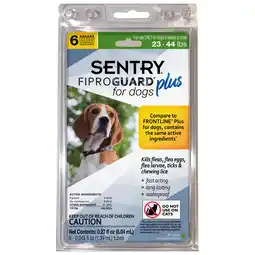 Walmart SENTRY FiproGuard Plus Flea and Tick Topical Treatment for Dogs, 23-44 lbs, 6 Count offer