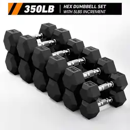 Walmart Mikolo Rubber Hex Dumbbell Set, Option in 350lbs, Strength Training Weight Set Home Gym offer