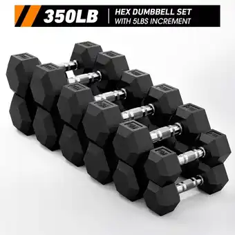 Walmart Mikolo Rubber Hex Dumbbell Set, Option in 350lbs, Strength Training Weight Set Home Gym offer