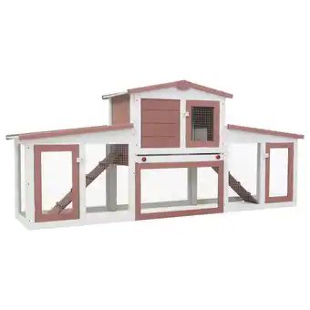 Walmart vidaXL Outdoor Large Rabbit Hutch Brown and White 80.3x17.7x33.5 Wood offer