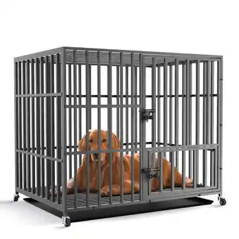 Walmart BingoPaw Metal Jumbo Dog Crate Kennel Strong Pet Cage with Wheels Removable Tray Tall offer
