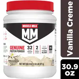 Walmart Muscle Milk Genuine Protein Powder, Vanilla, 32g Protein, 1.9lb, 30.9oz offer