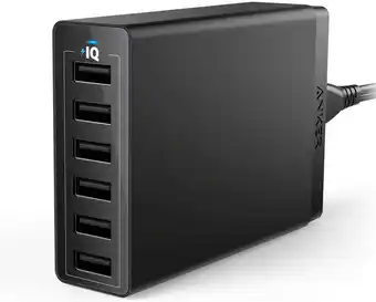 Walmart Anker PowerPort 6 - Power adapter - 60 Watt - 12 A - 6 output connectors (6 x USB) - black offer