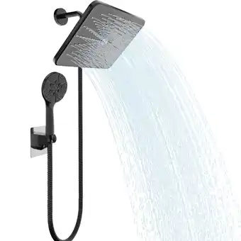 Walmart IUSU 11.8 Shower Head Set High Pressure Rainfall Rain Shower Head 8-Setting Handheld with Hose Black offer