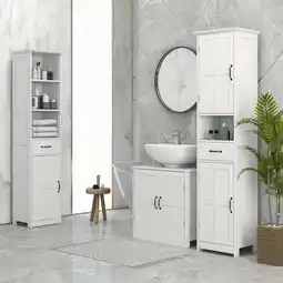 Walmart Bathroom Sink Cabinet, Pedestal Sink Cabinet with Adjustable Shelf, White offer