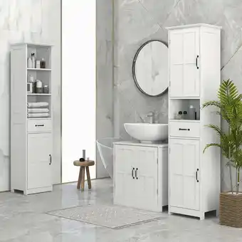Walmart Bathroom Sink Cabinet, Pedestal Sink Cabinet with Adjustable Shelf, White offer