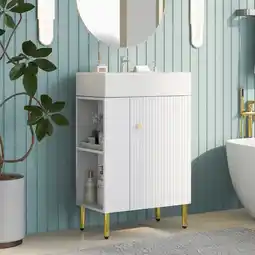 Walmart Churanty 21.6 Bathroom Cabinet Vanity with Sink Combo, White Bathroom Storage Cabinet offer