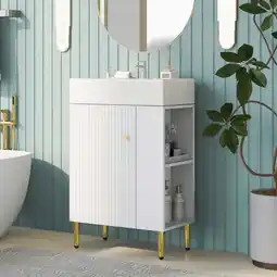 Walmart Churanty 21.6 Bathroom Cabinet Vanity with Sink Combo, White Bathroom Storage Cabinet offer