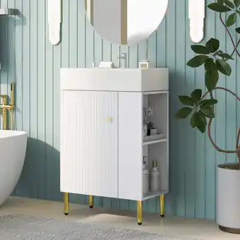 Walmart Churanty 21.6 Bathroom Cabinet Vanity with Sink Combo, White Bathroom Storage Cabinet offer