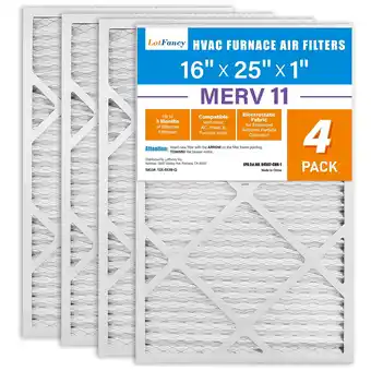 Walmart LotFancy 16x25x1 Air Filters, 4 Pack, MERV 11 Pleated HVAC AC Furnace Air Filters offer