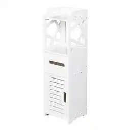 Walmart Ktaxon Narrow Bathroom Storage Cabinet Shelf Cupboard Towel Toilet Paper Holder, White Finish offer