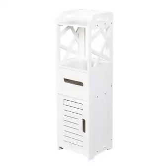 Walmart Ktaxon Narrow Bathroom Storage Cabinet Shelf Cupboard Towel Toilet Paper Holder, White Finish offer