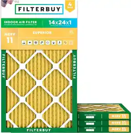 Walmart Filterbuy 14x24x1 MERV 11 Allergen Defense, Pleated HVAC AC Furnace Air Filters (4-Pack) offer