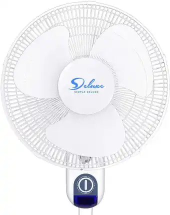 Walmart Simple Deluxe 16 inch 3 Speed Wall Mount Fan offer
