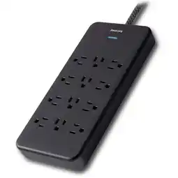 Walmart Philips Surge Protector, 12 Outlet, Adapter-Spaced, 3500J, Braided Cord, 6ft, Black offer