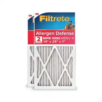 Walmart Filtrete 14x25x1 HVAC Furnace Air Filter, MPR 1000 MERV 11, Allergen Defense, 2 Filters offer