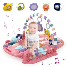 Walmart Baby Gym Play Mat, Caveen Musical Fitness Tummy Time Mat, for 0-36 Months Boys Girls, Orange Red offer